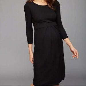 ISABELLA OLIVER Ivybridge Jersey Black Long Sleeve Maternity Midi Dress